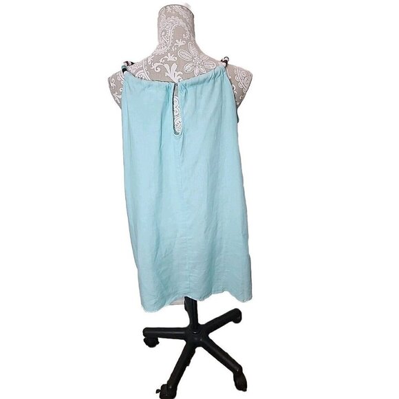 ST. TROPEZ WEST Womens Turquoise 100% Linen Mini Shift Dress Swim Coverup XS - Picture 4 of 6